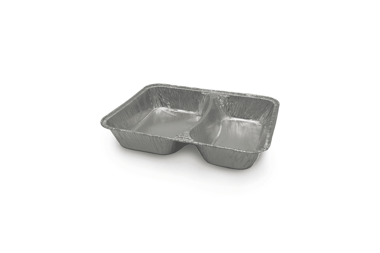 Aluminium Menüschale mit zwei Fächern, tief Verpackung2Go