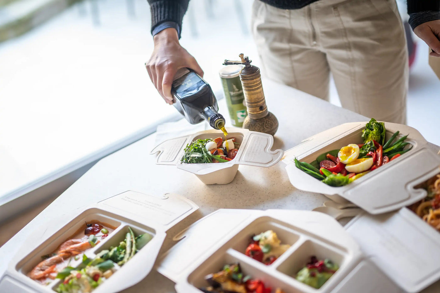 Meal to go Boxen in drei geteilt und ungeteilt