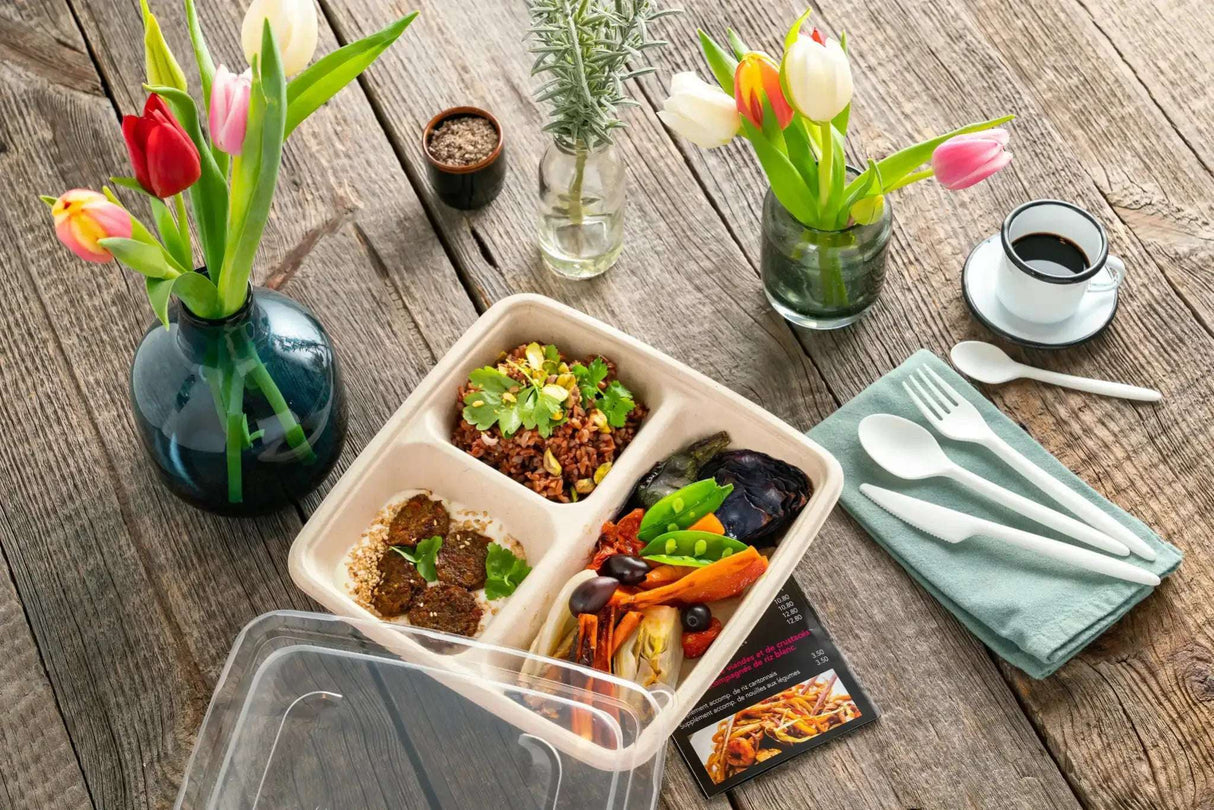 Verpackung2GoBEPULP Menüschale mit 3 Fächern