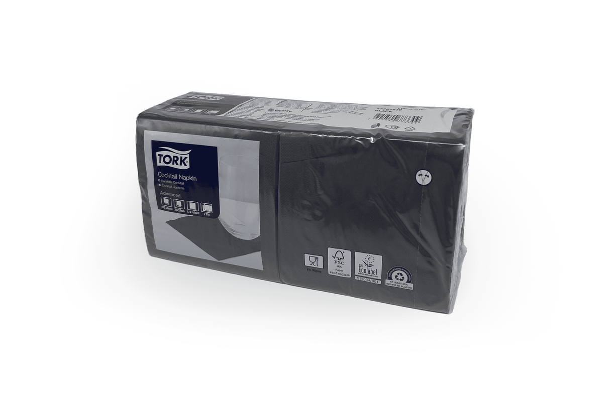 Cocktailservietten 24 x 24 schwarz Verpackung2Go