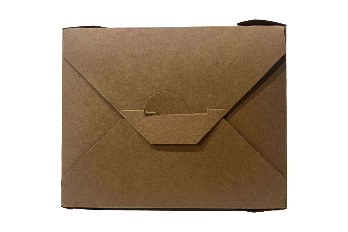 Take Away Box Kraft aus braunem Papier, 1000ml, mit praktischem Faltdeckel für umweltfreundlichen Lebensmitteltransport.