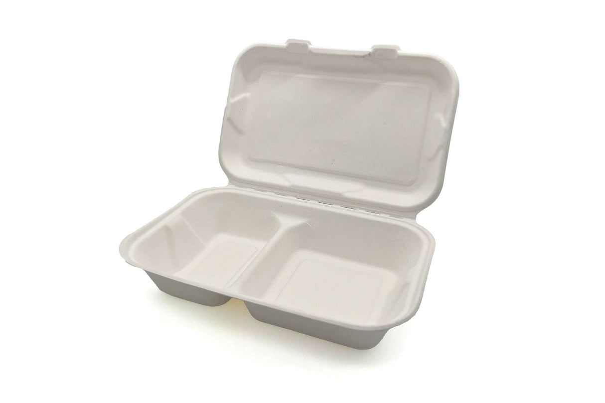 Menübox 2-geteilt Bagasse offen S01019 | Verpackung2Go
