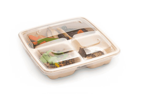 Verpackung2GoPP Deckel für BePulp Menüschale mit drei Fächern