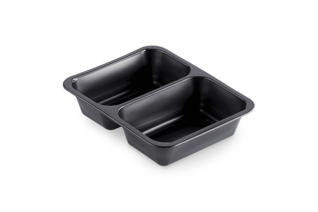 PP-Schale Caterline 227 x 178 x 50mm mit zwei Fächern | schwarz Verpackung2Go