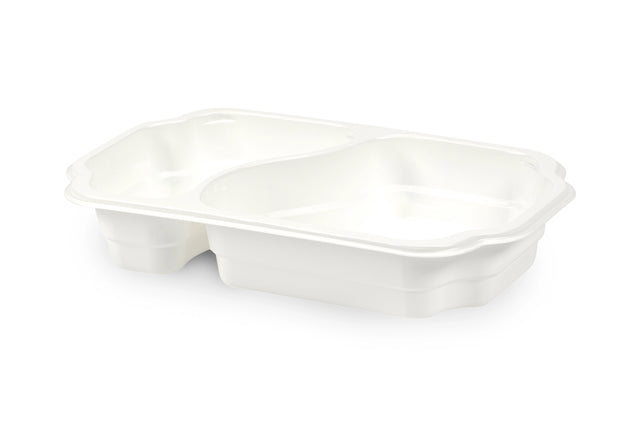 PP-Schale take - away 250 x 159 x 45 mm mit zwei Fächern | weiß Verpackung2Go