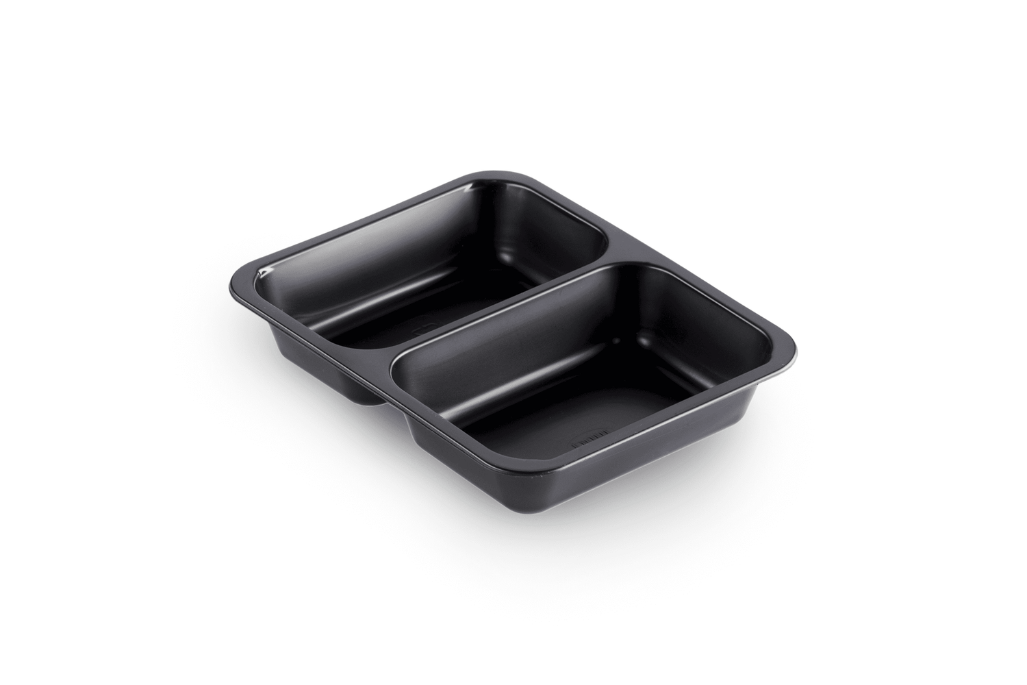 PP-Schale Caterline 227 x 178 x 40mm mit zwei Fächern | schwarz Verpackung2Go