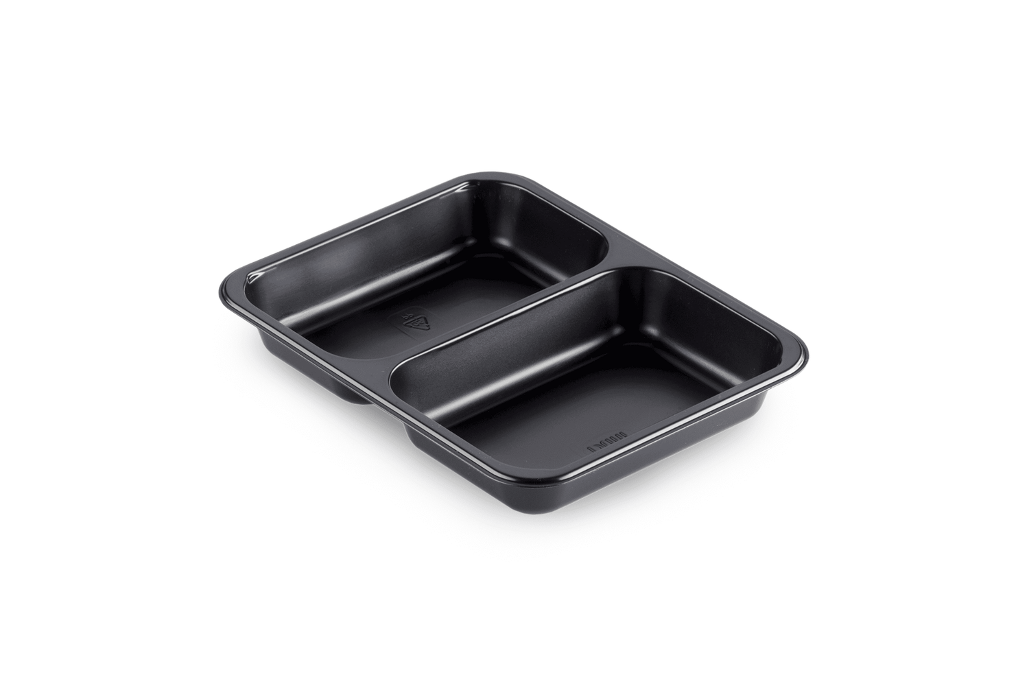 PP-Schale Caterline 227 x 178 x 32mm mit zwei Fächern | schwarz Verpackung2Go
